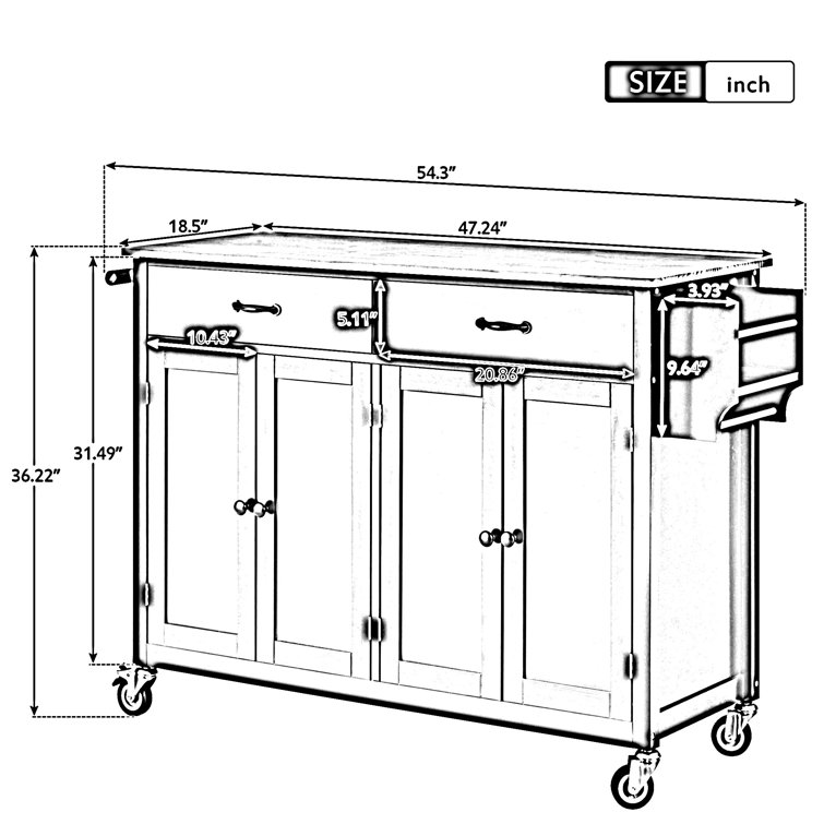 Red Barrel Studio® Tyro Solid Wood Kitchen Island Wayfair Canada
